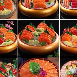三文鱼刺身拼盘模型海鲜姿造拼盘模具食品食物道具假美食模型