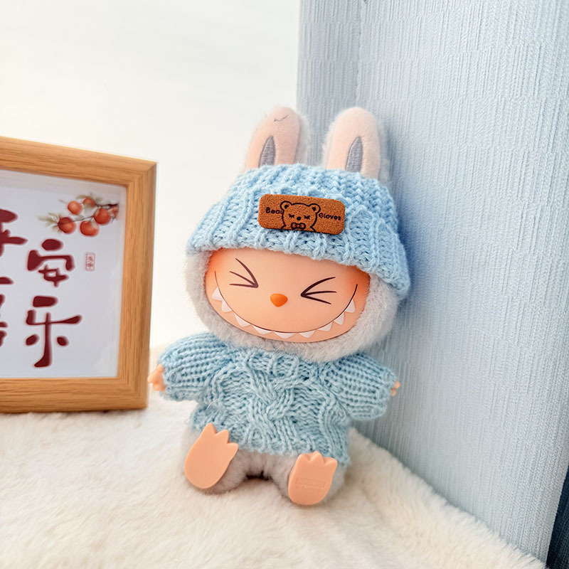 Solo ropa] Llavero de primera y segunda generación Labubu colgante de ropa Rabubu ropa de bebé suéter de punto traje de sombrero