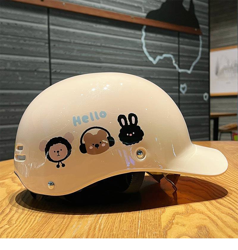 Cute Duckbill Cap 3C Certified Electric Vehicle Helmet for Women, Summer Sun Protection Motorcycle Safety Helmet, Electric Scooter Half Helmet