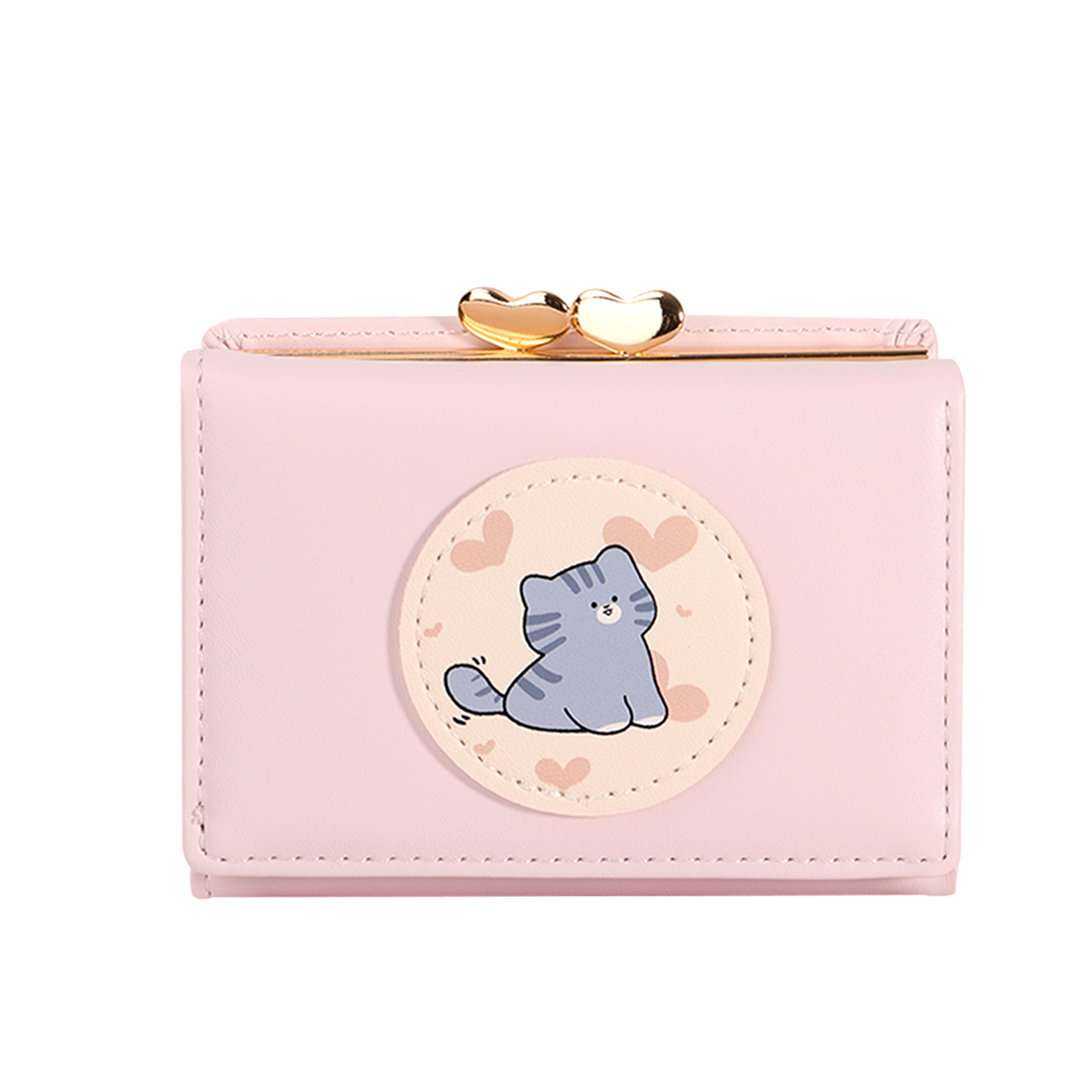 2025 estilo caliente amor rosa gatito monedero pu simple nuevo producto bolsa de tarjeta ins niña dibujos animados lindo billetera