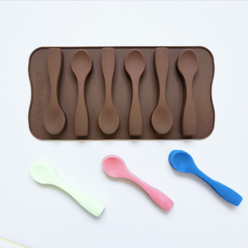6 con cuchara de chocolate 358 molde de silicona de chocolate cubitos de hielo de bricolaje molde para hornear galletas de pudín de caramelo