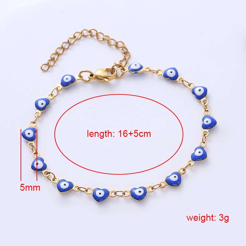 6g Weight PVD Coated Gold Plating Process PVD Coated 18K Gold Plated Devil'S Eye 304 Stainless Steel Fashion Waterproof Non Tarnish 304 Stainless Steel Bracelets