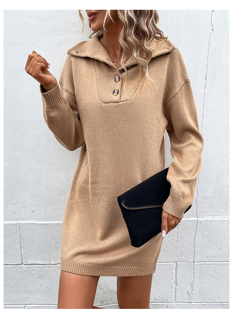 Women Wear Autumn Winter Solid Color Woolen Dress