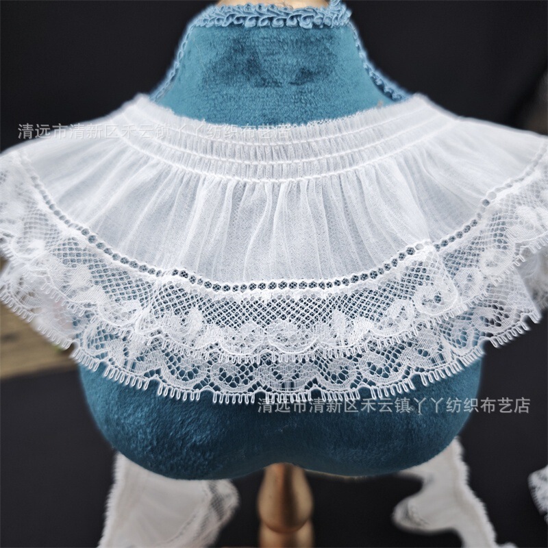 8 センチメートル弾性レース二層レース diy 装飾ヘアバンド韓国服裾延長レースプリーツアクセサリー|undefined