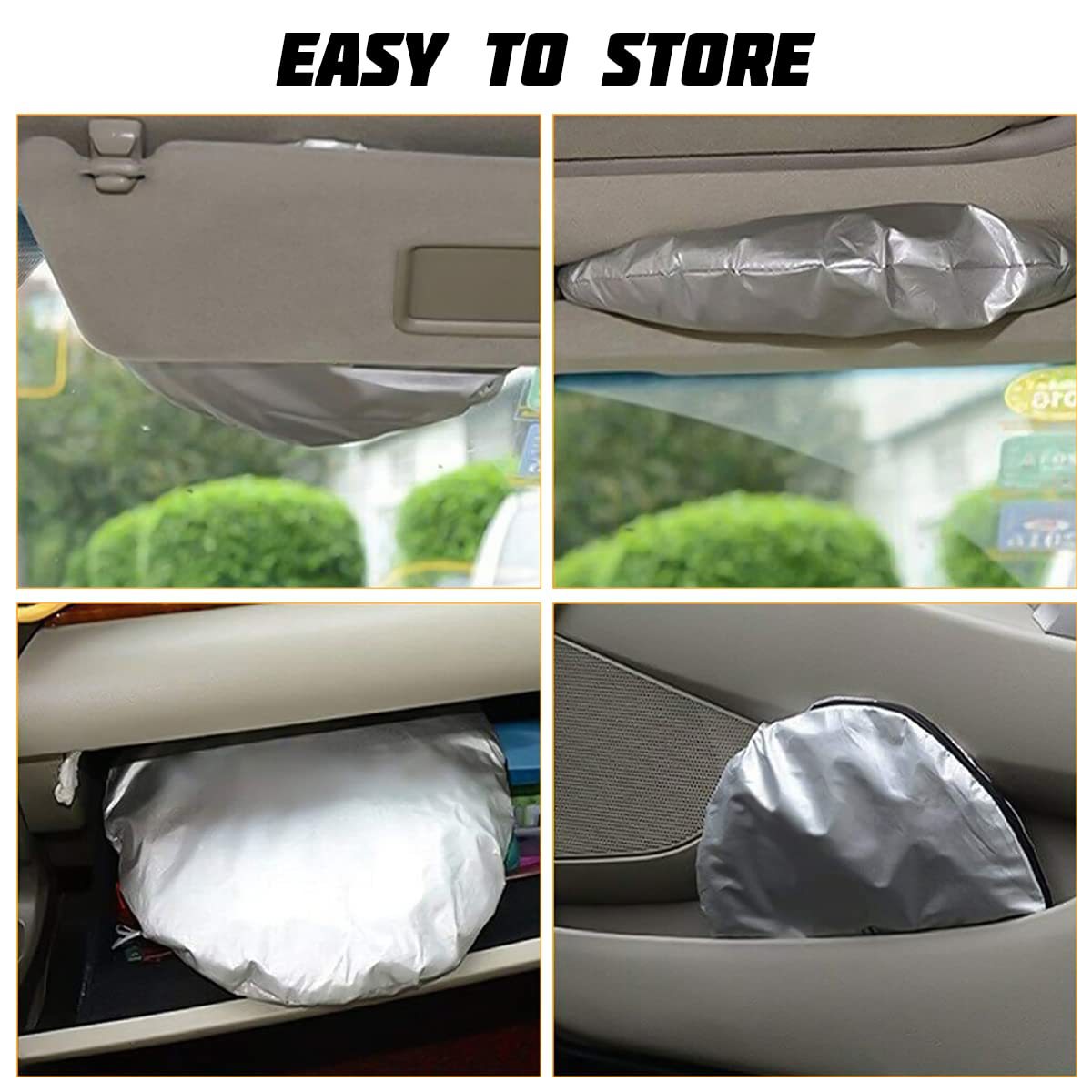 Universal Suction Cup Type Front and Rear Side Windshield Sunshade and Heat Insulation Silver-Coated Set for All-Season Car Sun Protection