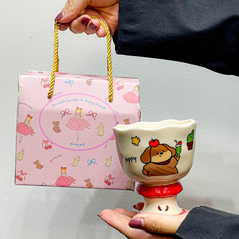 インスタイルの見栄えの良い家庭用ウォーターカップ、手持ちセラミックコーヒーカップ、かわいいゴブレット、男の子と女の子のカップルカップ、クロスボーダー|undefined