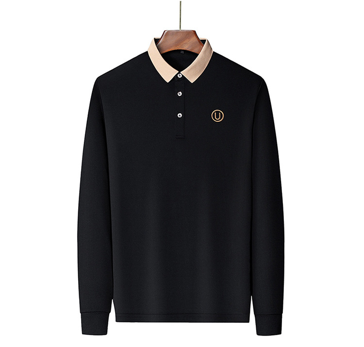 Polo de manga comprida para homem em algodão casual_voghion.com