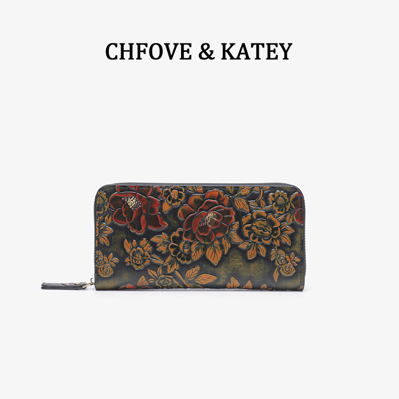 Foreign Trade Cross-border Carved Women's Wallet Fashionable and Elegant Clutch Bag for Mobile Phone Multi-card Card Bag Change Evening Bag
