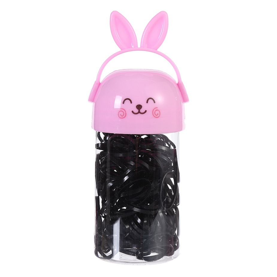 Conejo dibujos animados color negro barril desechable banda de goma espectáculo de bebé atar el cabello anillo para el cabello tocado tienda binario