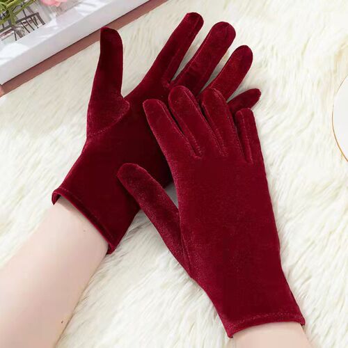 Winter and Autumn Gold Velour Warm Riding Gloves for Cold Weather, Electric Scooter, Square Dancing Outdoor Fleece Gloves, Universal