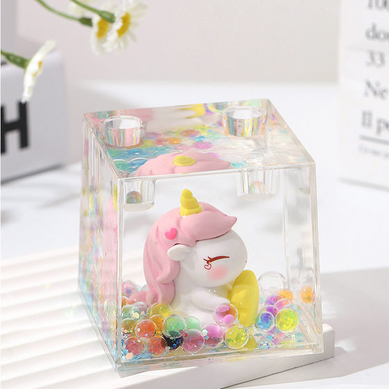 Bubble Bead Unicorn Doll Liquid Oil Pen Insert Ornaments Cartoon Oil Drop Desktop Decoration Creative Small Gifts