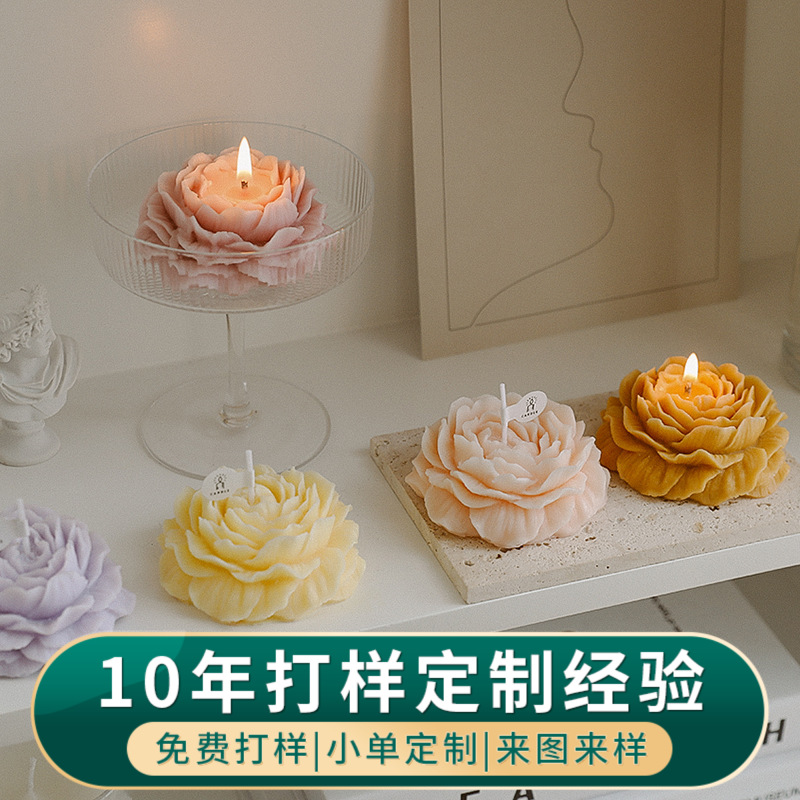 Vela de aromaterapia de flores de peonía, regalo de mano, OEM personalizado, procesamiento de ODM, cera de modelado de fragancias OEM