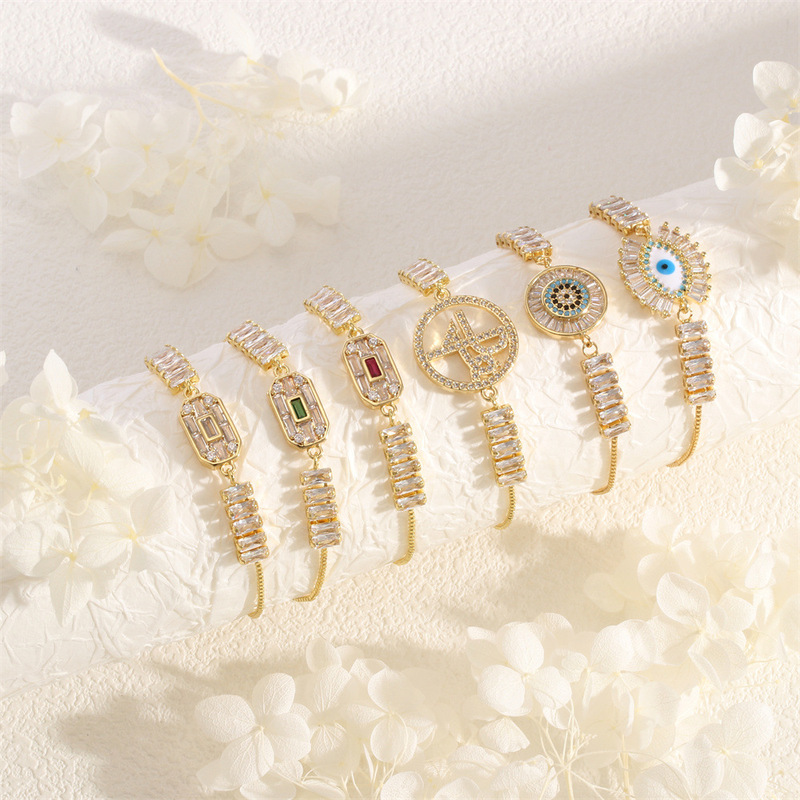 2026 New Ins Style Copper Micro-Inlaid Zircon Devil's Eye T-Shaped Zircon Adjustable Pull-Out Bracelet Cross-Border Wholesale 2026 New Ins Style Copper Micro-Inlaid Zircon Devil's Eye T-Shaped Zircon Adjustable Pull-Out Bracelet Cross-Border Wholesale