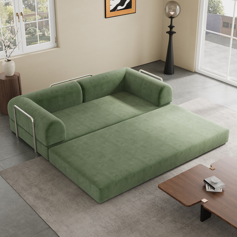 Sofá de compresión al vacío moderno retro tela de pana sala de estar apartamento pequeño sofá cama perezoso plegable simple