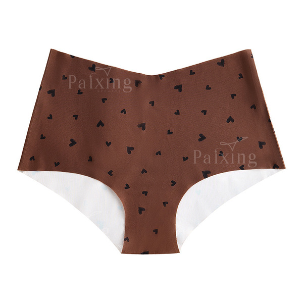 Love Printed Seamless Thin Invisible Yoga Special Underwear One-Piece Cut Women's High Waist Large Size Briefs