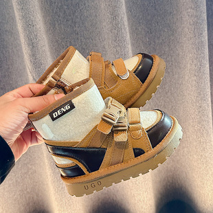 Children's Snow Boots 2024 Winter Big Cotton Girls' Warm Big Cotton Waterproof Ankle Boots Boys Non-Slip Fashion Cotton Boots