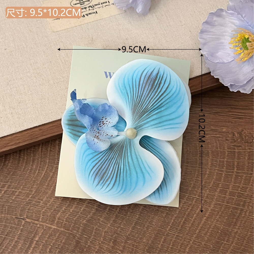 Nuevo estilo de atmósfera súper inmortal orquídea mariposa flores clips para el cabello de la niña Mori sistema lateral boca de pato clips para el cabello detrás de la cabeza