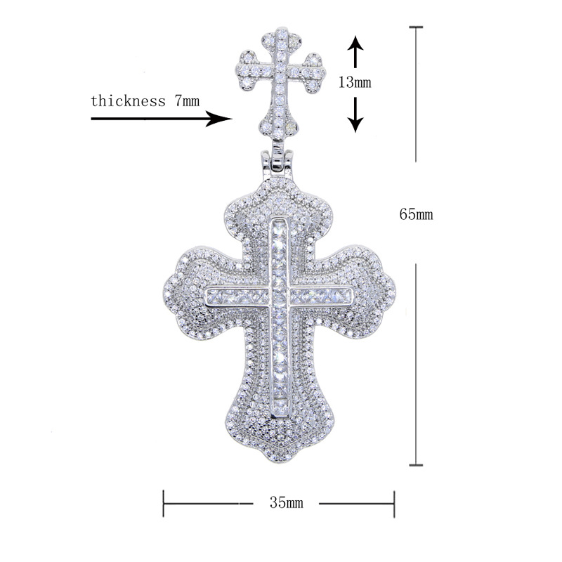 1 Piece Quantity Holiday, Shopping Occasion Copper Material Cross Pattern Hip-hop Cross Copper Inlay Zircon Men's Pendant Necklace