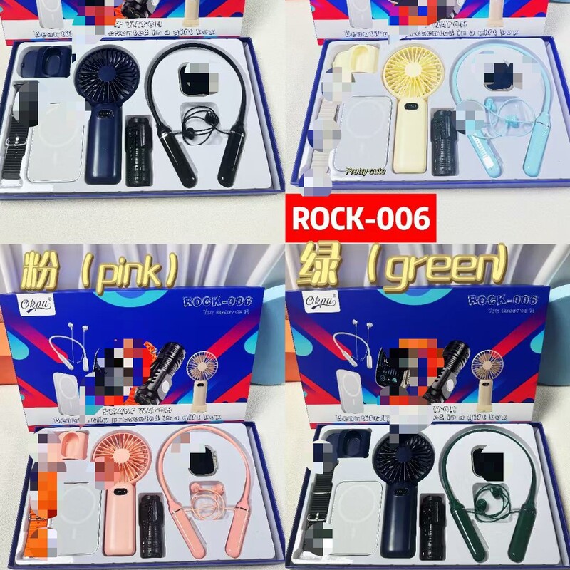 New R0Ck-006 Bluetooth Smart Watch Set Ultra3 Camping Flashlight Power Bank Mini Fan