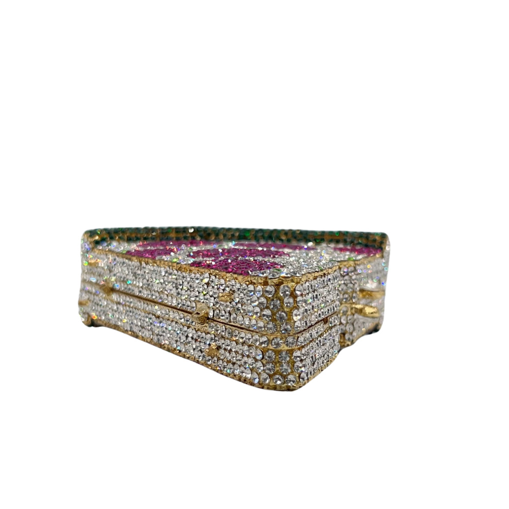 Túi clutch nữ đính đá hình pizza kim cương dự tiệc — bánh pizza việt quất, Pizza giăm bông, pizza cà chua, Pizza cam vàng chi tiết 6