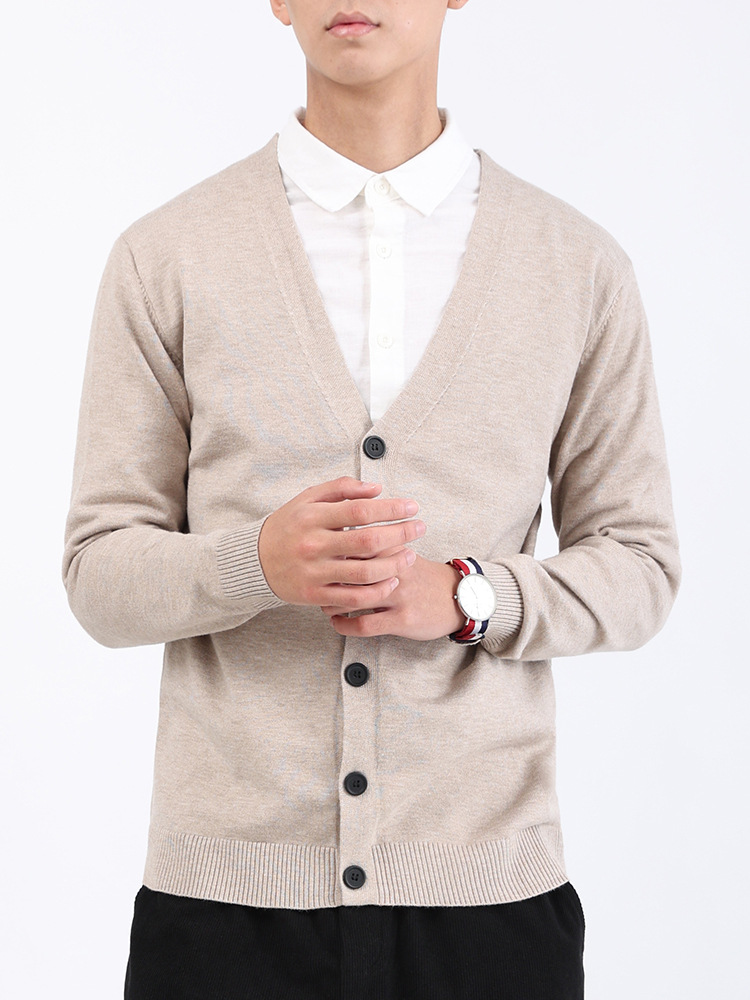 Cardigan de punto de hombre 2025 primavera y otoño estilo de alta calidad con suéter de fondo de color sólido chaqueta de punto para hombre