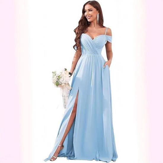 2026 Off Shoulder Sling One Shoulder Bridesmaid Dresses Women with Pockets Split Long Chiffon Formal Evening Dresses 2026 Off Shoulder Sling One Shoulder Bridesmaid Dresses Women with Pockets Split Long Chiffon Formal Evening Dresses
