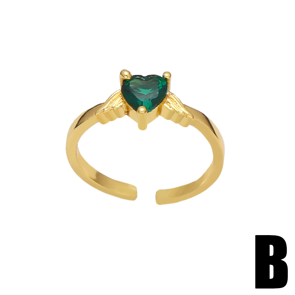 Fashion Heart Shape Copper Open Ring Plating Inlay Zircon Copper Rings