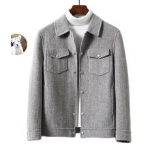 男式轻奢翻领双面呢夹克男装高品质时尚潮流百搭痞帅上衣毛呢外套