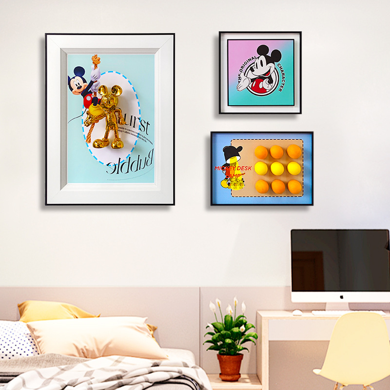 Pintura física tridimensional niño niña habitación pintura colgante dibujos animados Mickey Minnie pintura decorativa habitación infantil pintura creativa