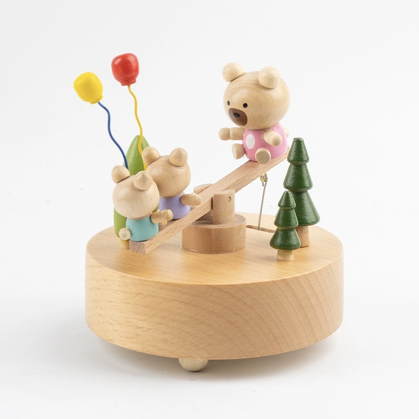 Swings, music box, with little bears