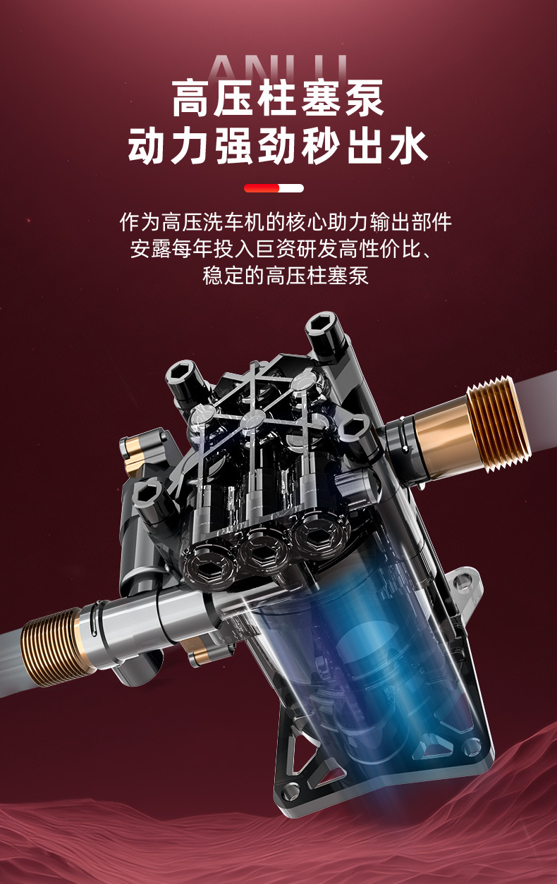 2000W high-power copper wire motor VCM-D Anlu car washer high-pressure water gun high-power 220V water pump household