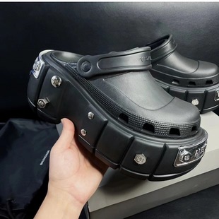 Ins Trbottomy 2023 Men and Women Couples Same Style Baotou Clogs Summer Platform Thick-Soled Half-Drag Cut Out Heightening Sandals