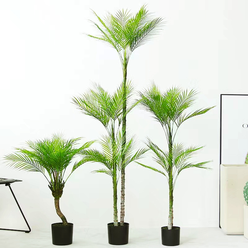 Planta verde artificial cola de fénix planta falsa decoración interior ventana piso en maceta conjunto decoración hoja fina cola suelta árbol de girasol