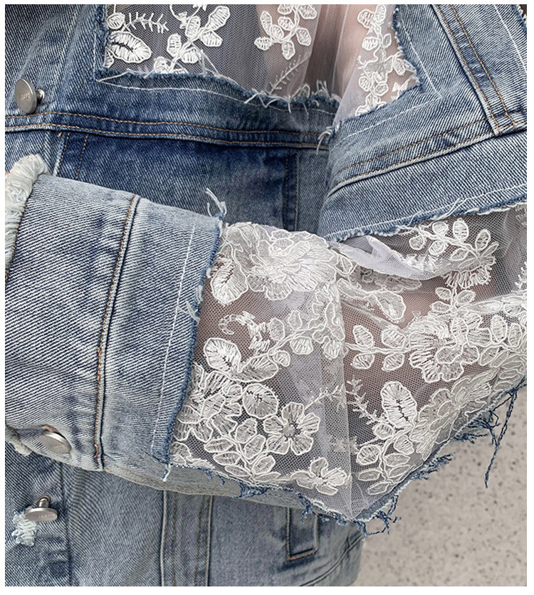 ​​Women's Lace Mesh Short Jacket – Lightweight Sun Protection Top With Embroidered Details (Light Blue, S-3XL)​​_voghion.com