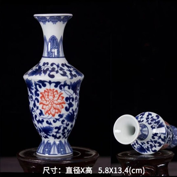Vaso de escritorio de cerámica de porcelana pequeña boca mini hidroponía de flores retrógradas botellas de flores de porcelana