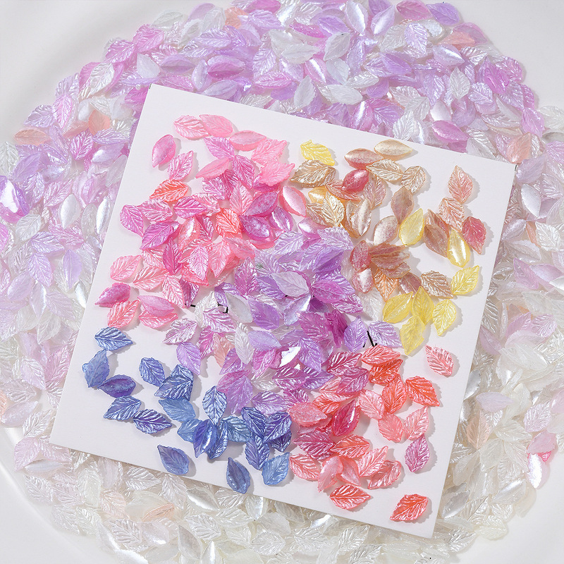 Net red new nail accessories luminous candy color leaves summer fresh resin nail accessories wholesale