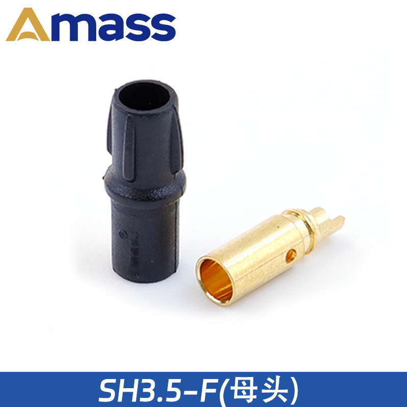 Amassエメス3.5mmシース付バナナプラグsh3.5接続プラグコネクタ銅金メッキ部品|undefined