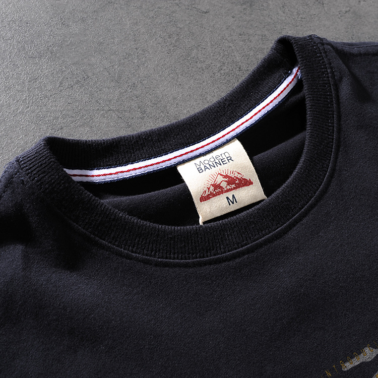 Modern banner spring/summer American retro click simple water wash print men's round-neck short-sleeved T-shirt M612 29
