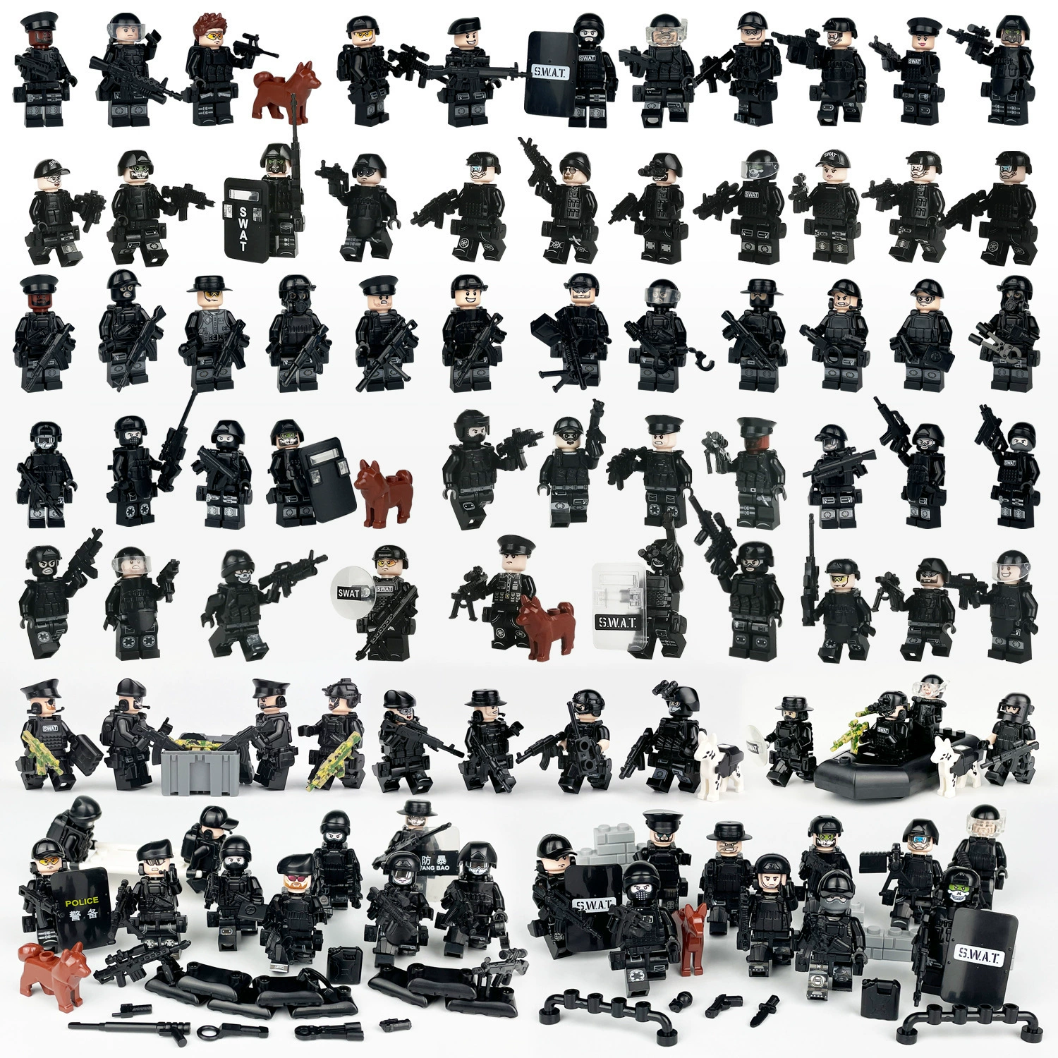 Small Particle Building Block Toys Military Special Forces Swat Minifigure Scene Matchinging Puzzle Assembly Cross-Border Wholesale