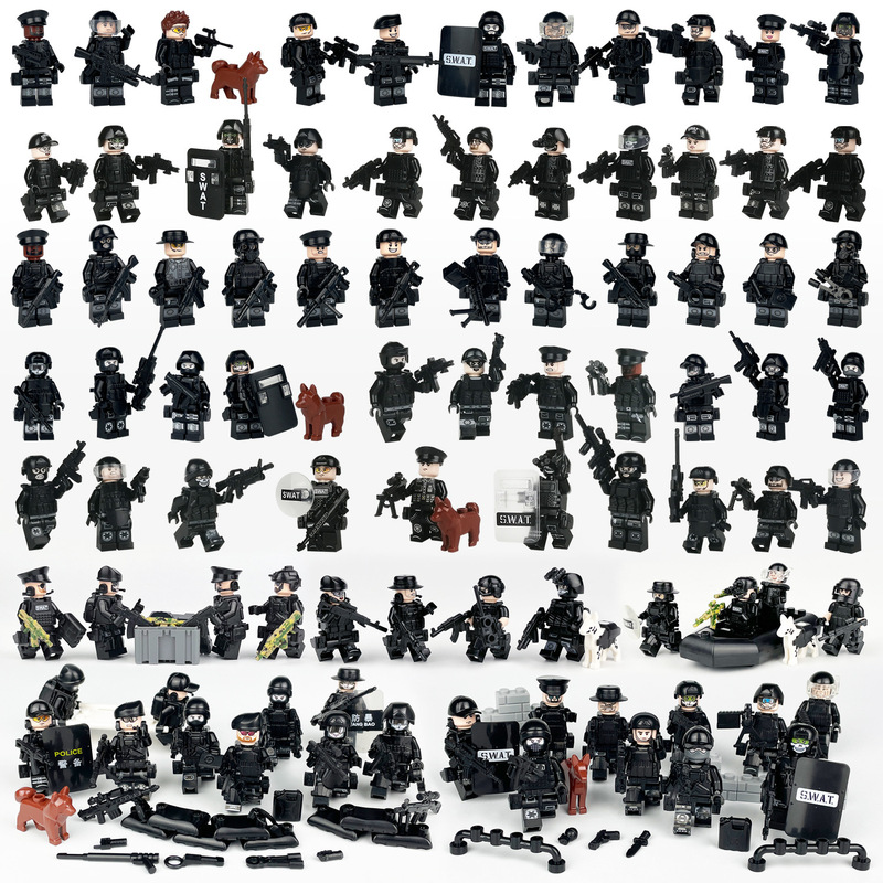 Small Particle Building Block Toys Military Special Forces Swat Minifigure Scene Matchinging Puzzle Assembly Cross-Border Wholesale