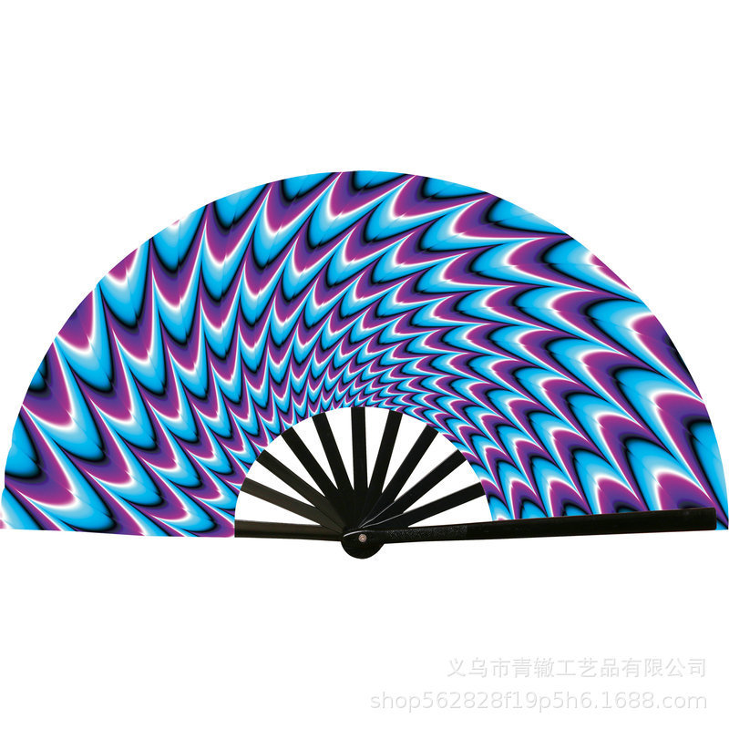 アマゾン スカルカンフーファン 33cm カンフーファン 竹骨ファン 工場直送 UV印刷 蛍光ファン|undefined