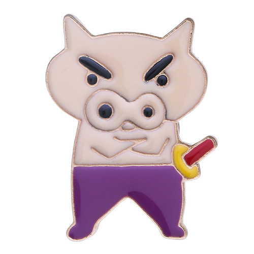 Japanese cartoon cute girl heart small pig alloy badge chubby left Sanemon brooch clothes bags accessories