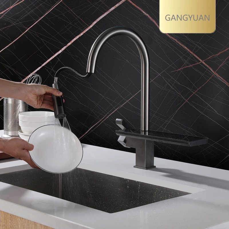 American-style sus304 stainless steel sink faucet, retractable and pull-out sink, single-hole kitchen faucet Item Picture