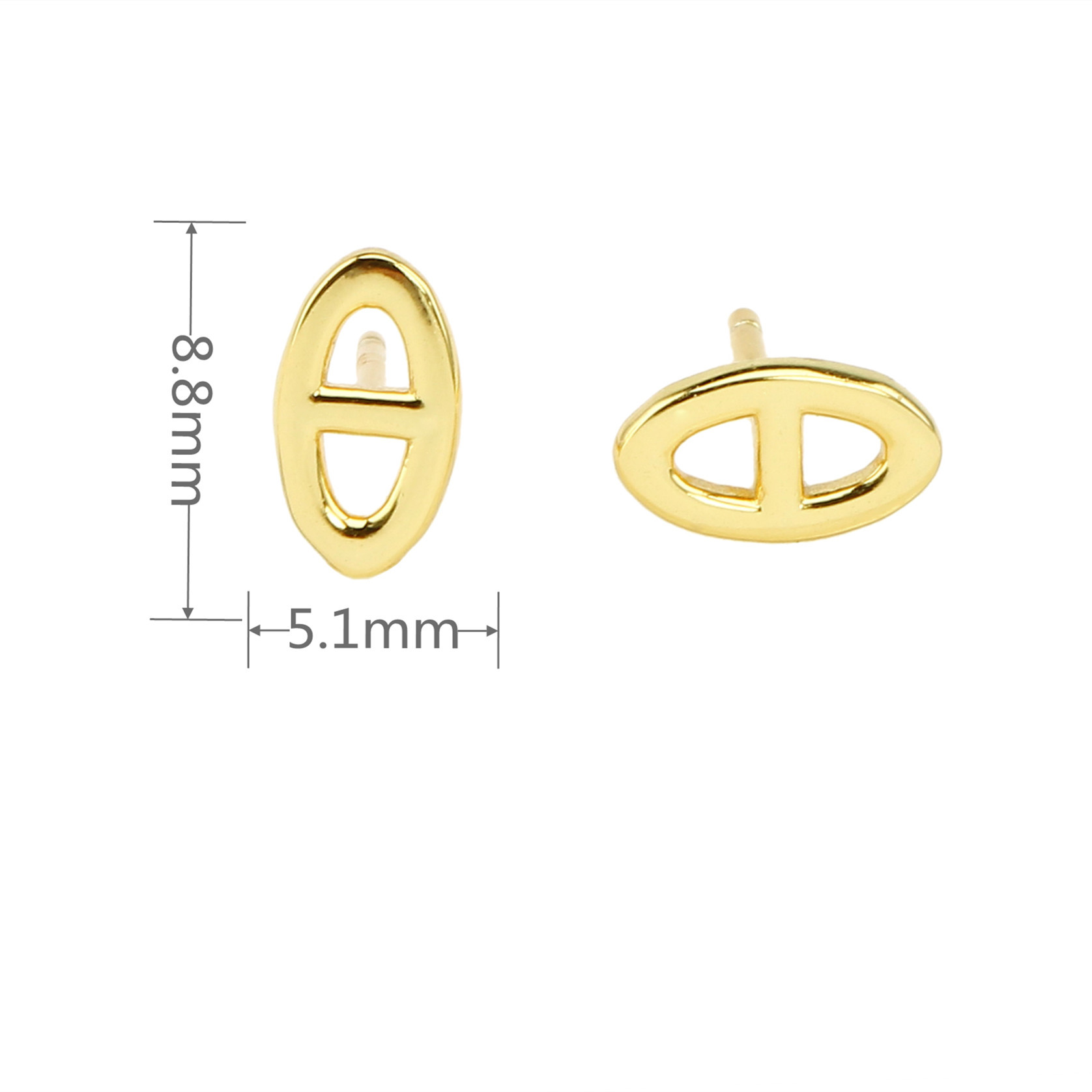 1 Pair Simple Style Pig Nose Solid Color Plating Sterling Silver White Gold Plated Gold Plated Ear Studs display picture 2