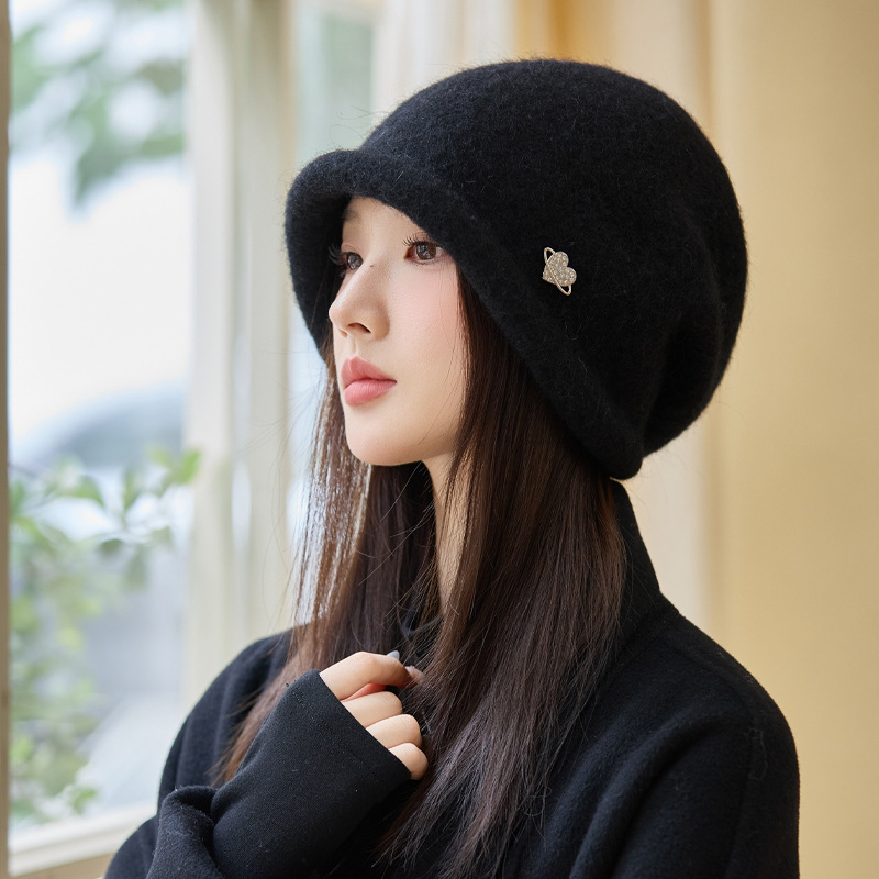 冬季帽子女款卷边时尚百搭显脸小针织帽爱心标户外保暖堆堆帽批发|undefined