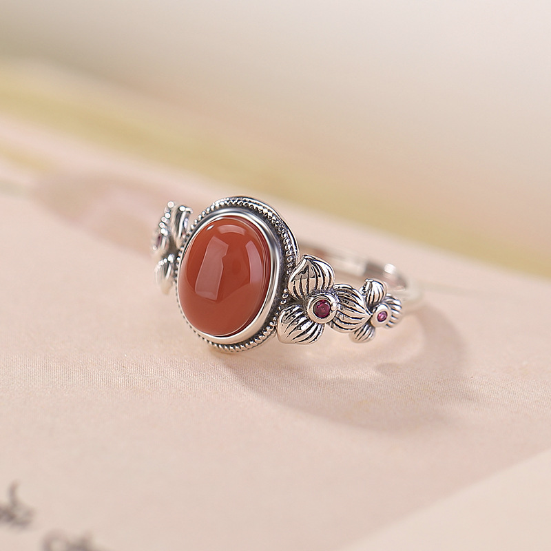 Nhẫn bạc S925 vintage họa tiết hoa cổ điển, có thể điều chỉnh độ mở — Một mảnh
