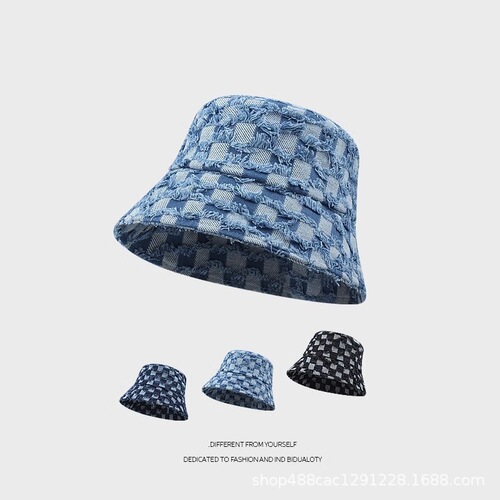 Checkered Brim Camping Fisherman Hat Outdoor Sun Hat Fashion Western Cowboy Hat Women Spring Summer Fringe Knight Hat