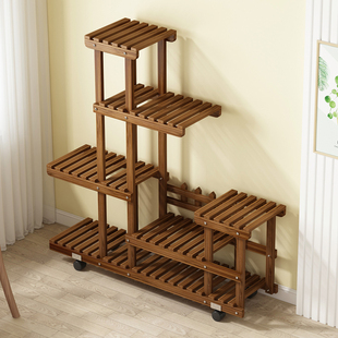 Ft Solid Wood Flower Shelf Storage Rack Balcony Living Room Floor-standing Multi-layer Outdoor Courtyard Indoor Fleshy Flower Pot Rack
