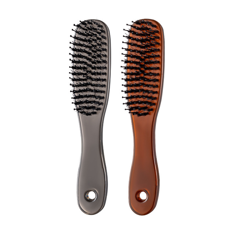 半透明の猪毛ヘアコーム、ふわふわコーム、縮れ毛をなだめる家庭用ヘアスムージングコーム、ウェットおよびドライの旅行用コーム、ポータブル|undefined