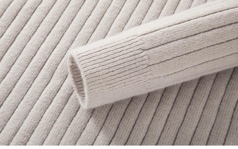 Maglione maglione lavorato a maglia da uomo di mezza età e giovane con mezza cerniera Maglione con fondo a righe verticali di tendenza europea_voghion.com